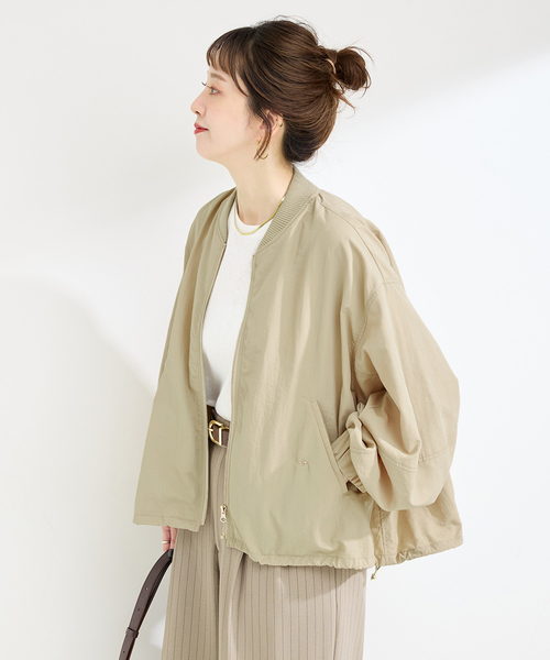 【新品，未使用45%off✨】R&D.M.CO-ノースリーブブルゾン ベージュ B.C STOCK（ベーセーストック） ブルゾン アウター リブカラーブルゾン