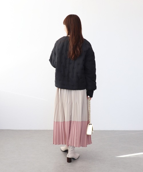 ジャケット ノーカラージャケット ドット刺繍キルティングノーカラージャケット レディース_5