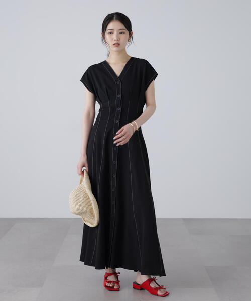 「FREE'S MART」 半袖ワンピース X-SMALL ブラウン レディース_画像4