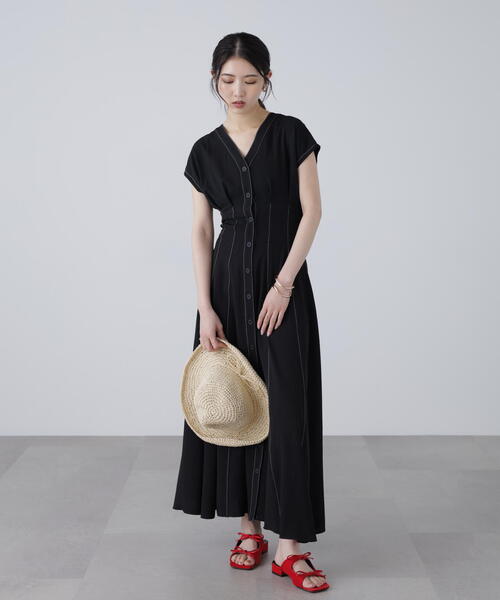 「FREE'S MART」 半袖ワンピース X-SMALL ブラウン レディース_画像6