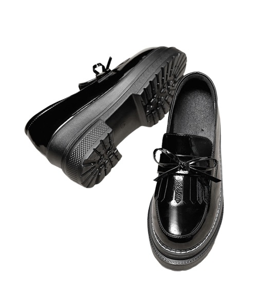 shoes365 ローファー 厚底リボンタッセルローファー レディース