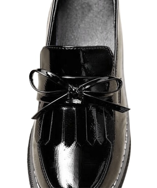 shoes365 ローファー 厚底リボンタッセルローファー レディース