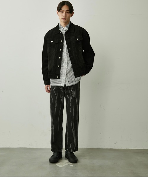BLANK HOTEL ジーンズ Bleached Slash Black Denim Pants / スラッシュ