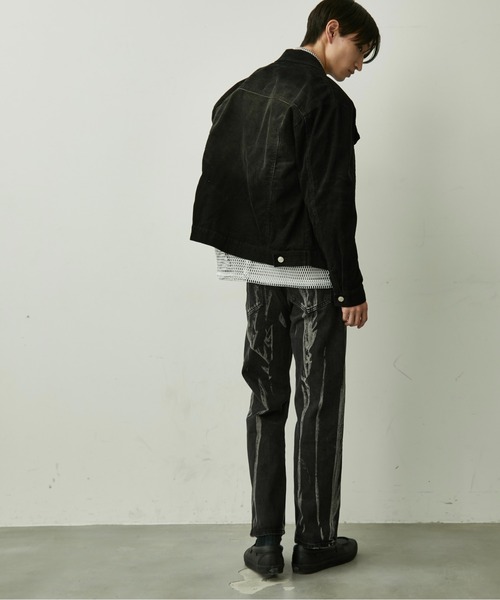 BLANK HOTEL ジーンズ Bleached Slash Black Denim Pants / スラッシュ