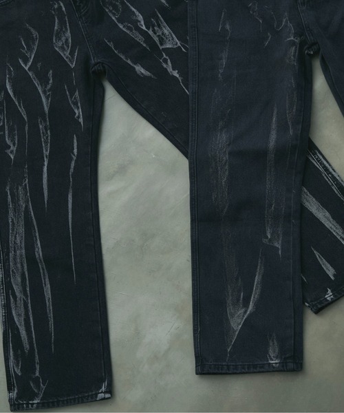BLANK HOTEL ジーンズ Bleached Slash Black Denim Pants / スラッシュ