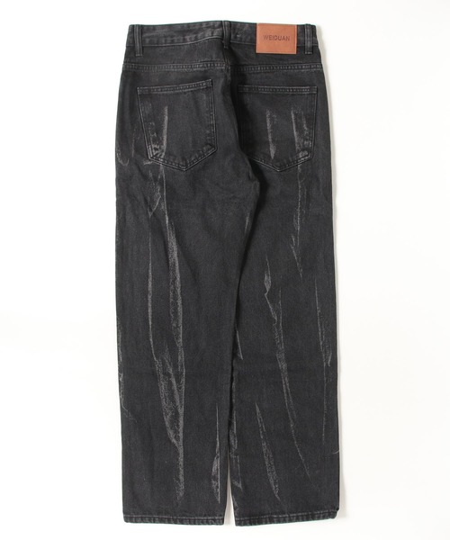 fin-ch ブラックデニム 希少サイズ BLANK HOTEL ジーンズ Bleached Slash Black Denim Pants / スラッシュ