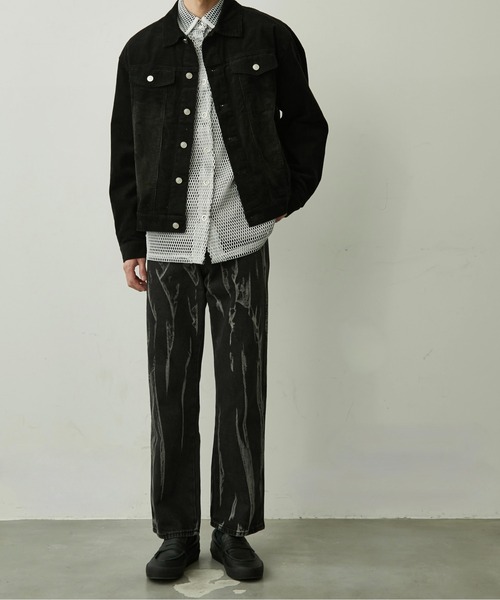 BLANK HOTEL ジーンズ Bleached Slash Black Denim Pants / スラッシュ