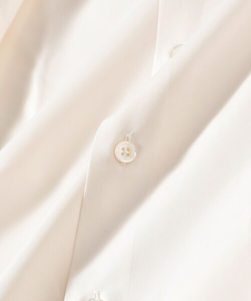 【新品未使用】BEAMS F オフホワイト ソリッド ワイドカラーシャツ BEAMS F（ビームスF） シャツ コットン オフホワイト ソリッド ワイド