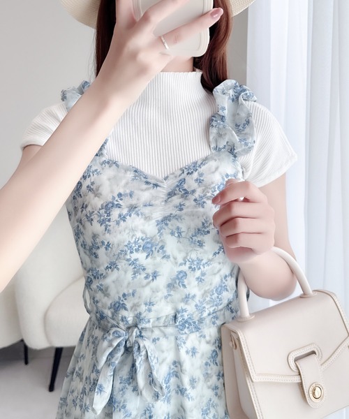 「mily bilet」 ノースリーブワンピース LARGE ブルー レディース_画像3