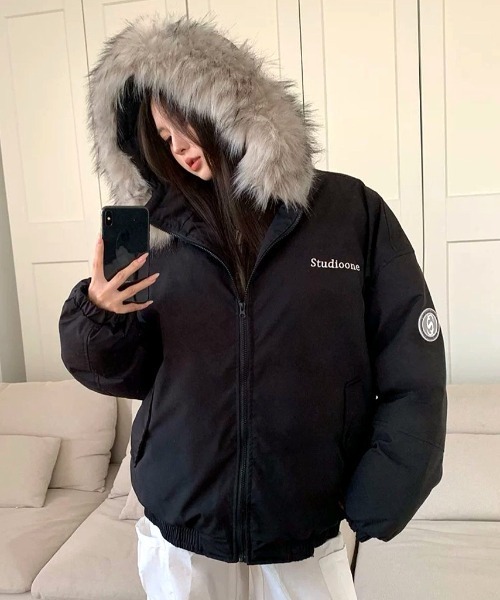 SHEENA（シーナ） ブルゾン アウター ワンポイント刺繍ロゴファー