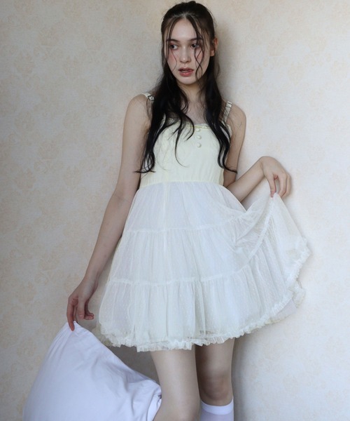 「TITTY&CO.」 キャミソールワンピース MEDIUM アイボリー レディース_画像3