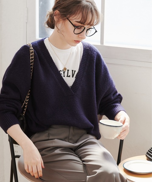 「ANGIE」 長袖ニット FREE ブルー レディース_画像3