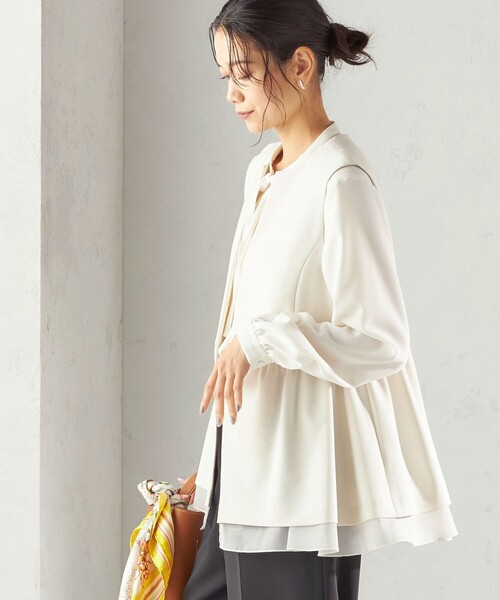 SHIPS（シップス） ベスト ジレ ダブル クロス レイヤード ペプラム