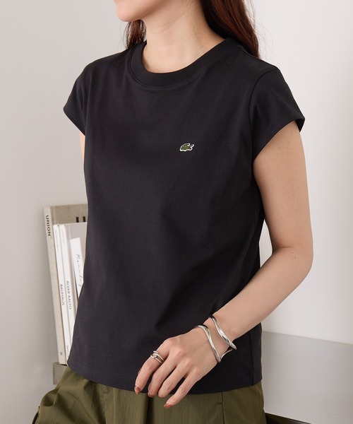 tシャツ 「LACOSTE」ワンポイントロゴ フレンチスリーブTシャツ TF024-J-99 レディースの画像