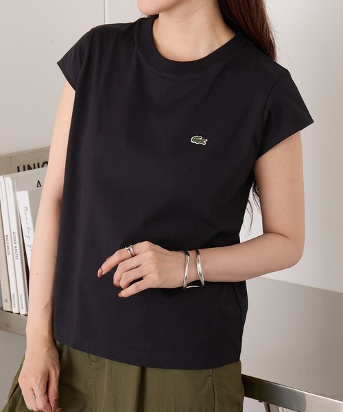 tシャツ 「LACOSTE」ワンポイントロゴ フレンチスリーブTシャツ TF024-J-99 レディースの画像