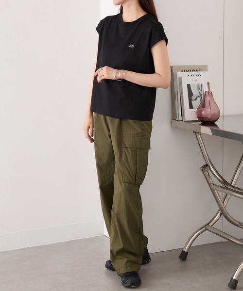 tシャツ 「LACOSTE」ワンポイントロゴ フレンチスリーブTシャツ TF024-J-99 レディースの画像