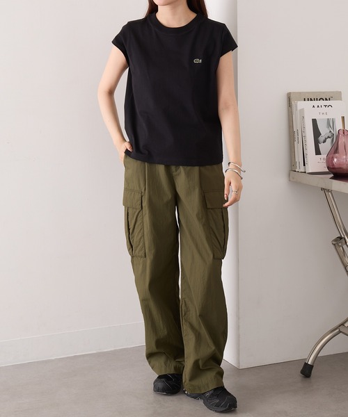 tシャツ 「LACOSTE」ワンポイントロゴ フレンチスリーブTシャツ TF024-J-99 レディースの画像