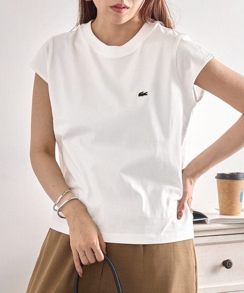 tシャツ 「LACOSTE」ワンポイントロゴ フレンチスリーブTシャツ TF024-J-99 レディースの画像