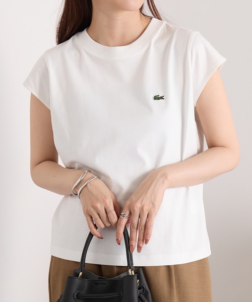 tシャツ 「LACOSTE」ワンポイントロゴ フレンチスリーブTシャツ TF024-J-99 レディースの画像