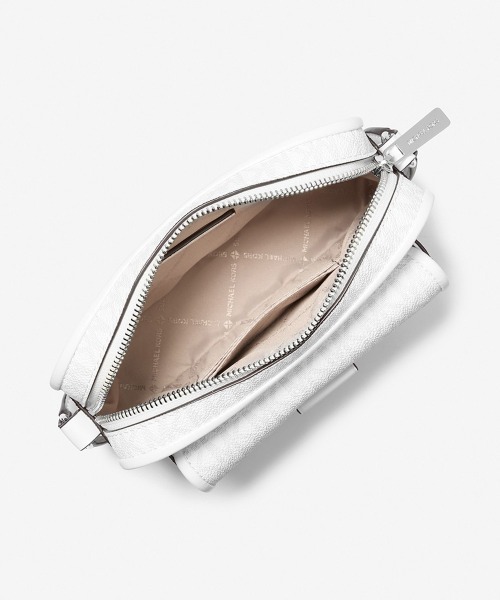 MICHAEL KORS ホワイト ショルダーバッグ セール】JET SET ITEM レザー ポケット クロスボディ ウィズ アタッチ