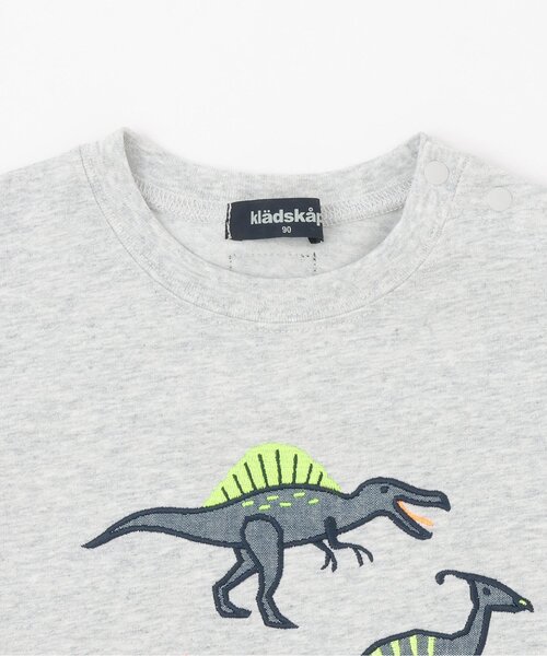 kladskap（クレードスコープ） tシャツ 恐竜アップリケ袖ライン長袖T
