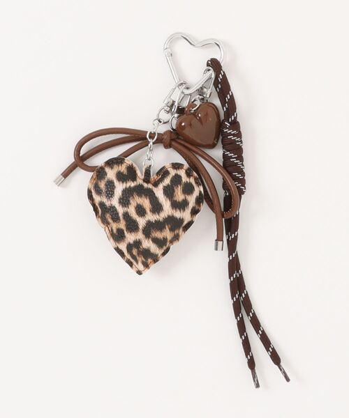 ハンドバッグ　ヒョウ柄　ラブリー　グレー　レッドチャーム　em ハンドバッグ BUCKET BAG WITH LOBSTER