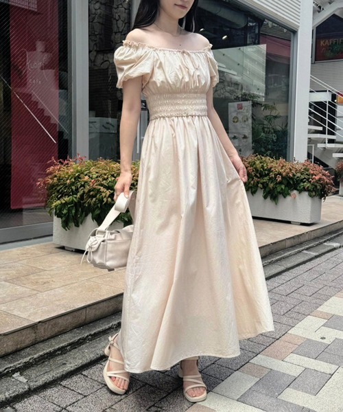 「one after another NICE CLAUP」 半袖ワンピース MEDIUM ブラウン系その他 レディース_画像9