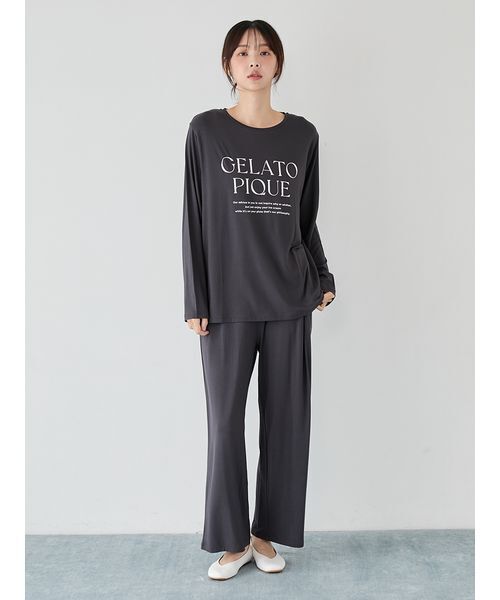 gelato pique（ジェラートピケ） パジャマ ルームウェア レーヨンロゴ