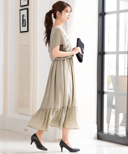 「Fashion Letter」 半袖ワンピース M オリーブ レディース_画像7