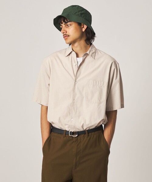 シャツ 「Steven Alan」 シボチェック レギュラーカラー ショートスリーブ シャツ BOX メンズの画像