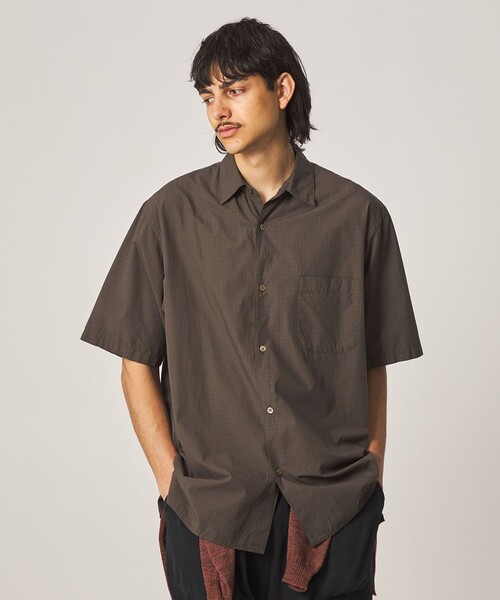 シャツ 「Steven Alan」 シボチェック レギュラーカラー ショートスリーブ シャツ BOX メンズの画像