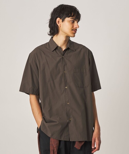 シャツ 「Steven Alan」 シボチェック レギュラーカラー ショートスリーブ シャツ BOX メンズの画像