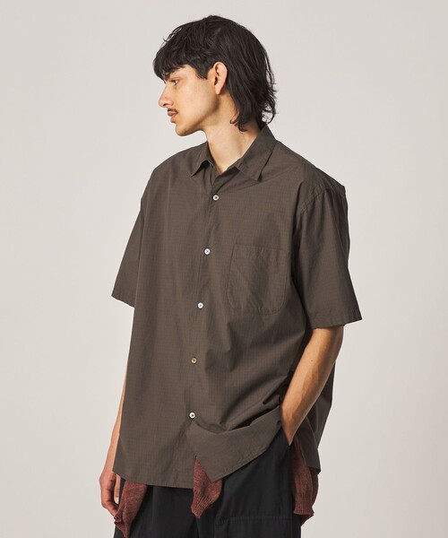 シャツ 「Steven Alan」 シボチェック レギュラーカラー ショートスリーブ シャツ BOX メンズの画像