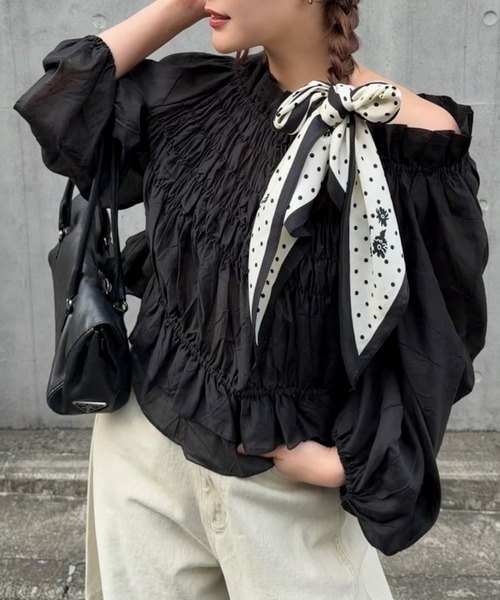 WILLFULLY（ウィルフリー） ブラウス シャツ volume sleeve shirring 