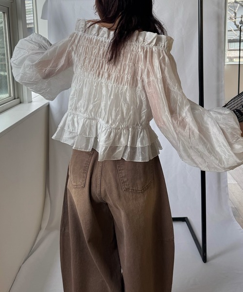 WILLFULLY（ウィルフリー） ブラウス シャツ volume sleeve shirring 