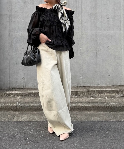 WILLFULLY（ウィルフリー） ブラウス シャツ volume sleeve shirring 