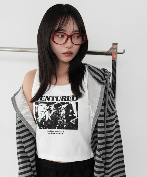 Vocal（ヴォーカルウイング・クロスモチーフ ラインストーン リブタンクトップ WEGO（ウィゴー） タンクトップ ノースリーブ WEGO/「26春夏新作