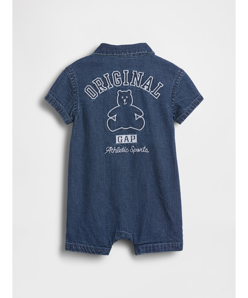 ギャップ　ベビーロンパース GAP（ギャップ） ベビー服 ロンパース デニム GAPロゴ ショートオール
