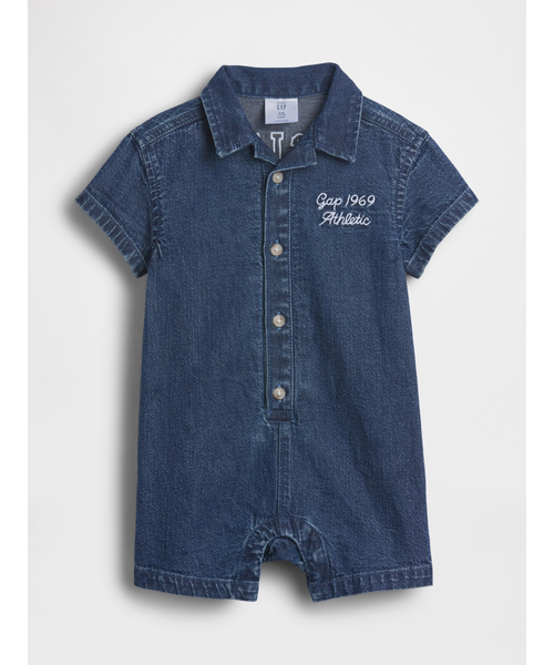GAP（ギャップ） ベビー服 ロンパース デニム GAPロゴ ショートオール