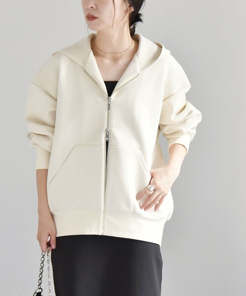 「quaranciel」 ジップアップパーカー ONE SIZE チャコールグレー レディース_画像4