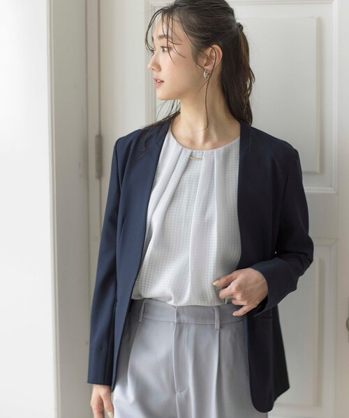 「ANY SIS」 ノーカラージャケット 2 グレー レディース_画像8