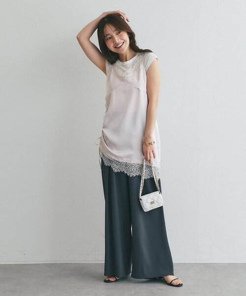 出品6/23まで☆タグ付き新品！レースサテンドロストキャミ　ラブティックボンボン La boutique Bonbon（ラブティックボンボン） キャミソール レース