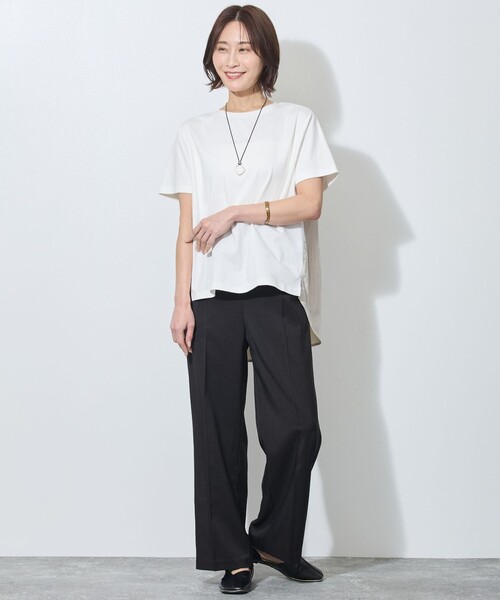 tシャツ 半袖 別布プリーツ切替えプルオーバー レディース : ZOZOTOWN