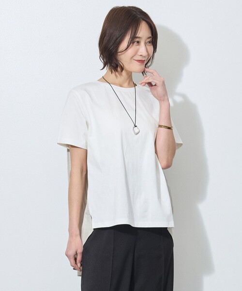tシャツ 半袖 別布プリーツ切替えプルオーバー レディース : ZOZOTOWN