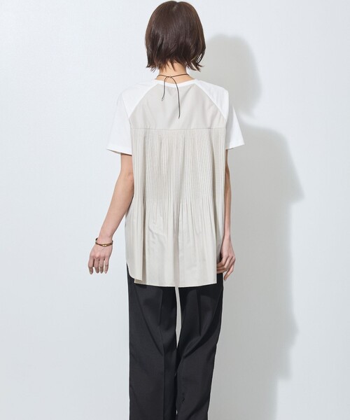 tシャツ 半袖 別布プリーツ切替えプルオーバー レディース : ZOZOTOWN