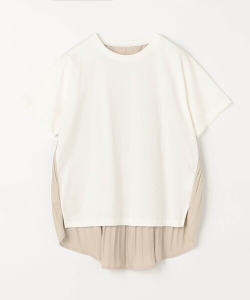 tシャツ 半袖 別布プリーツ切替えプルオーバー レディース : ZOZOTOWN