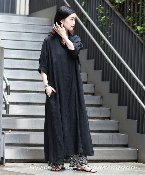 「journal standard L'essage」 7分袖ワンピース 36 ブラック レディース_画像4