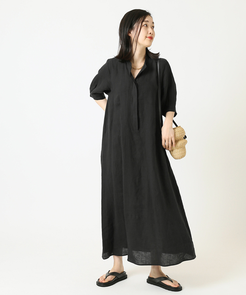「journal standard L'essage」 7分袖ワンピース 36 ブラック レディース_画像9