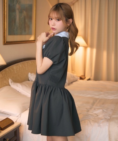 TITTY＆CO.（ティティーアンドコー） ワンピース 半袖 ギャザーシャツ