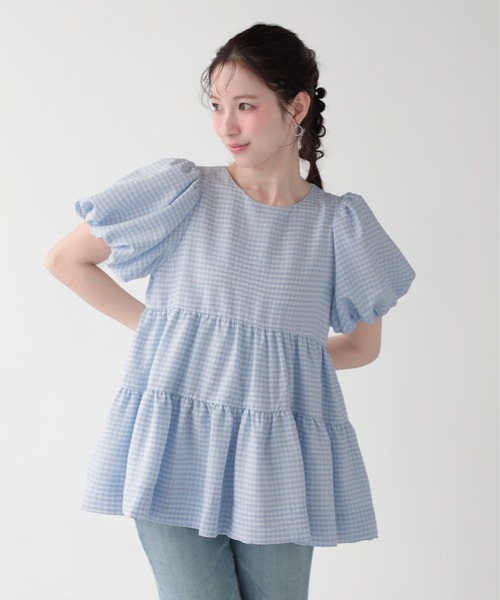 Fit more（フィットモア） チェックティアードトップス レディース